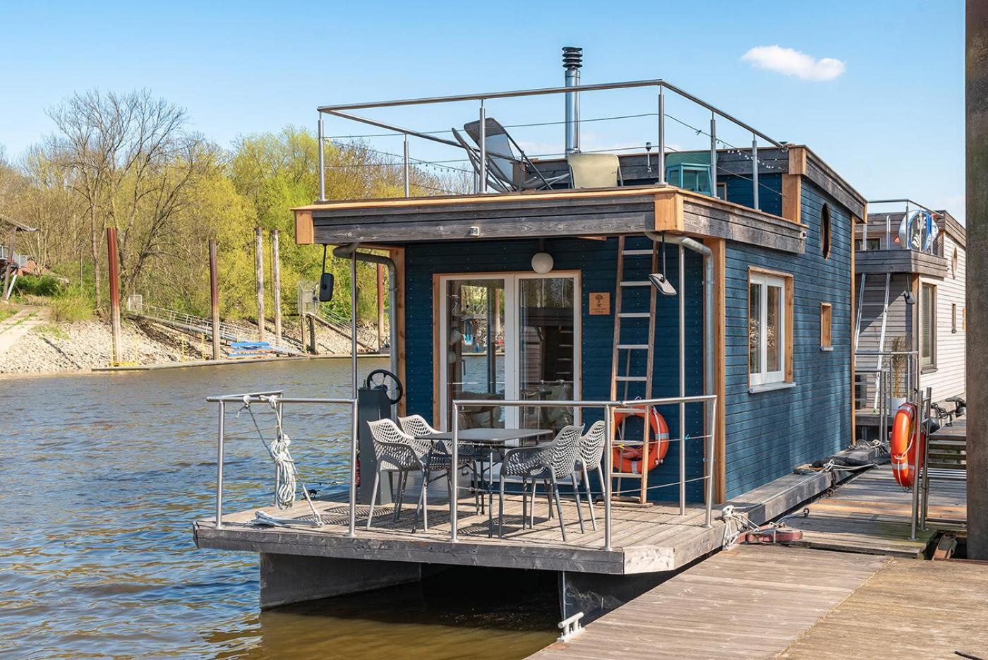 Hotel Tolles Tiny-Hausboot Marianne Mit Dachterrasse Hamburg Exterior foto